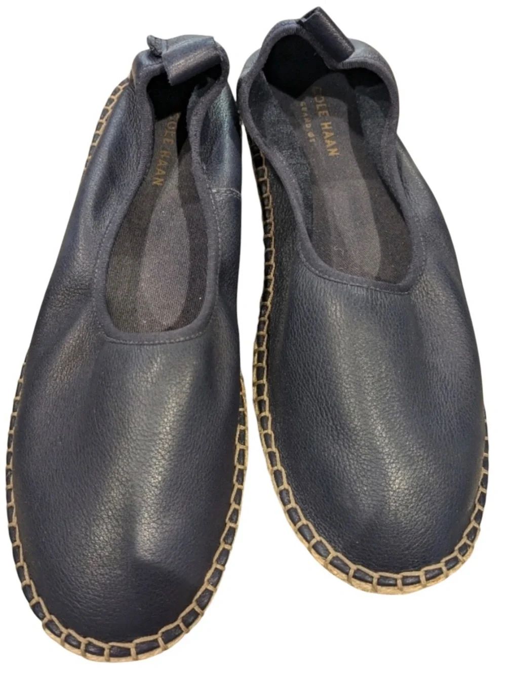 Cole Haan cloud feel marine blue pebble leather espadrilles. Size 8. NIB.